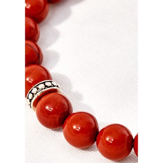 Vòng Tay Đá Red Jasper Mix Charm Bạc Thái