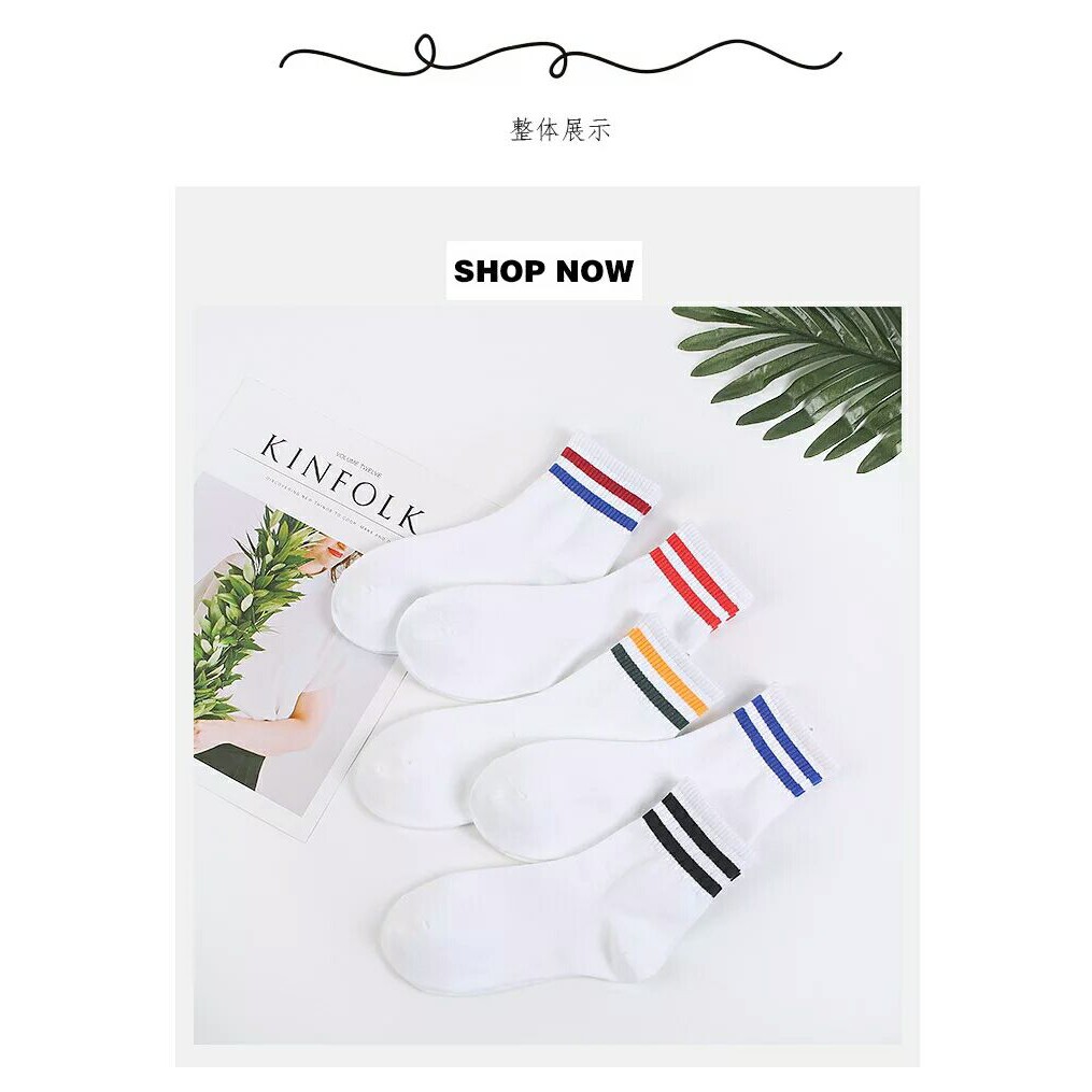 Set 2 Tất Sọc Hàn Quốc Hot Trend Jussy Official Chất Vải Cotton Dày Mịn Thoáng Mát