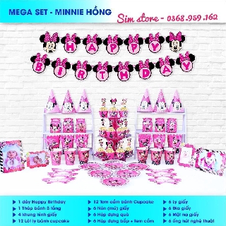 Set Mega Trang Trí Sinh Nhật Chủ Đề MICKEY HỒNG