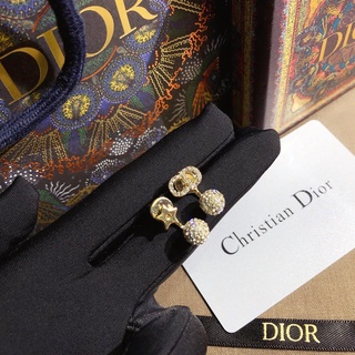 Khuyên tai dior đính quả cầu chữ kim cương thời trang cho nữ