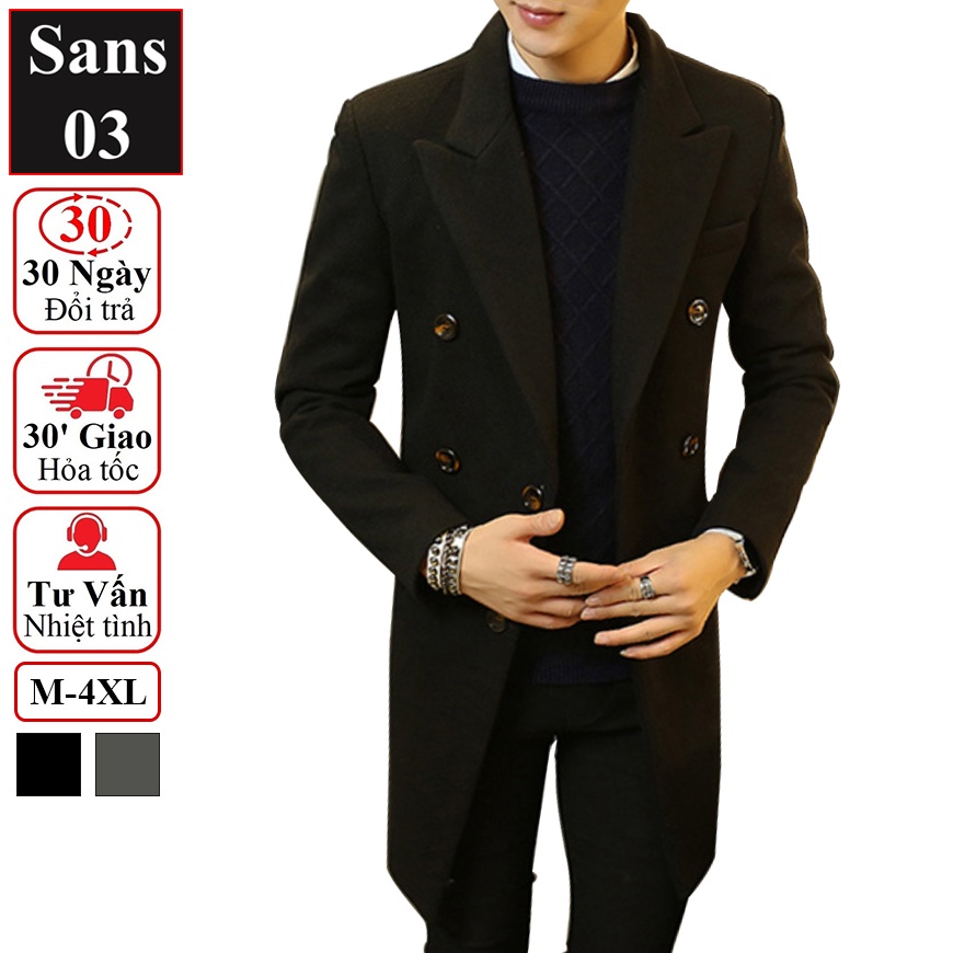 Áo blazer nam cao cấp Sans03 măng tô hàn quốc khoác dạ mangto dáng vừa