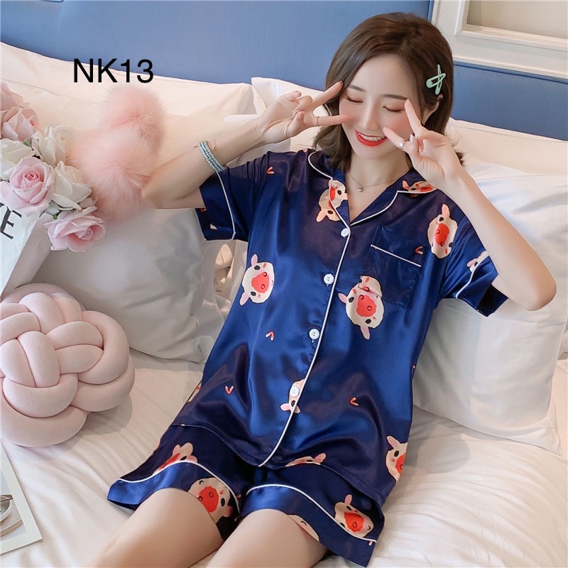 Đồ ngủ lụa Satin quần đùi cao cấp cho nữ. Sz M(40-52kg) | BigBuy360 - bigbuy360.vn