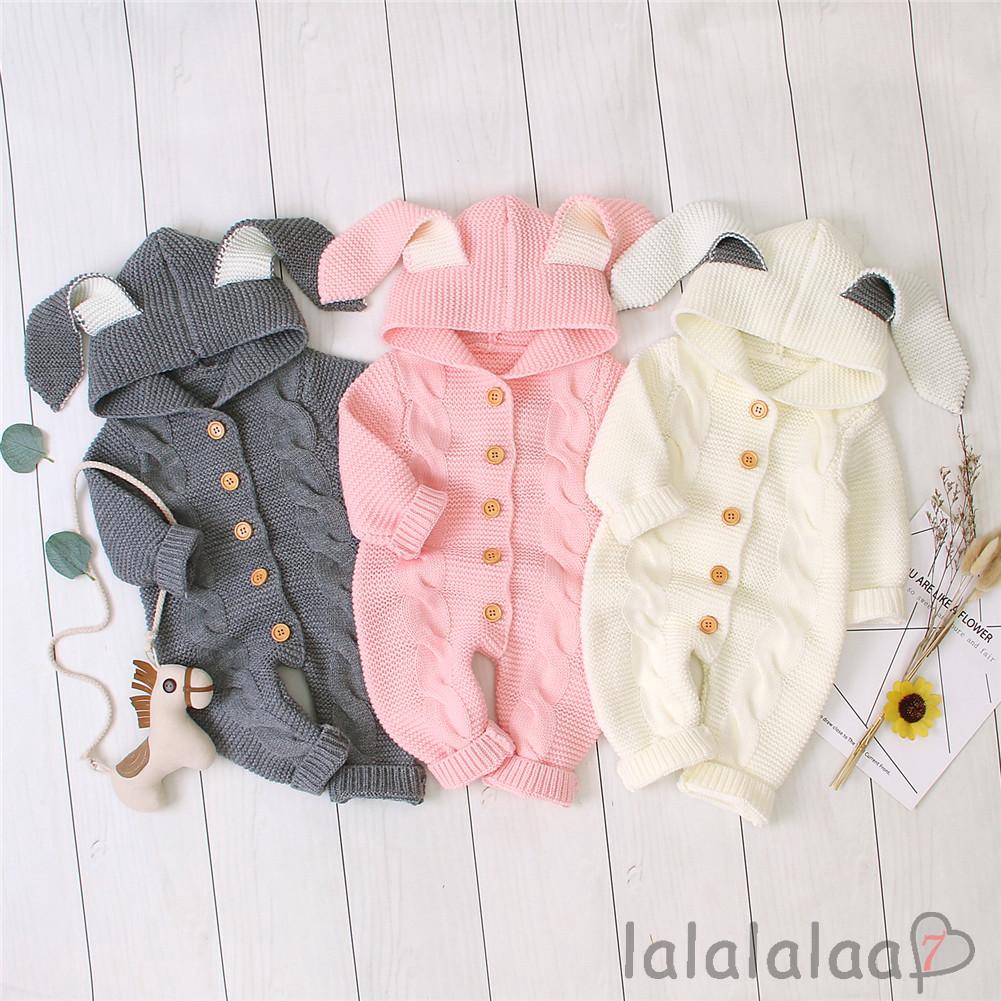 Áo len liền quần dài tay có mũ giữ ấm mùa đông cho bé trai bé gái