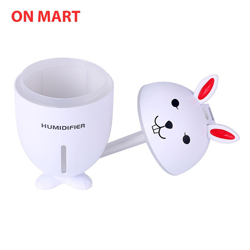 [Máy xông bé thỏ] MÁY XÔNG TINH DẦU LÀM ẨM KHÔNG KHÍ 4 TRONG 1 SIÊU CUTE, CÓ CỔNG SẠC USB (Gồm 3 màu)