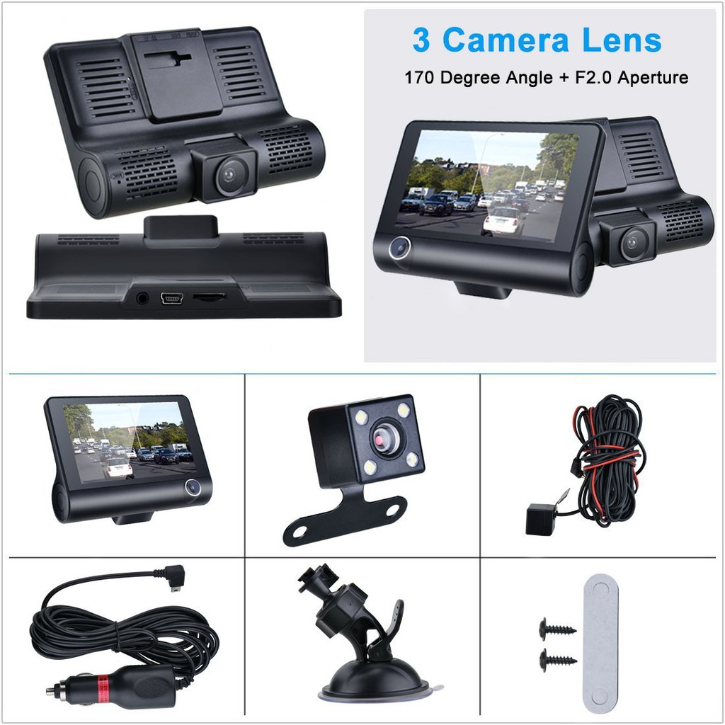 [Mã 44ELSALE2 giảm 7% đơn 300K] Camera Hành Trình Ô tô 3 mắt video WDR Full HD