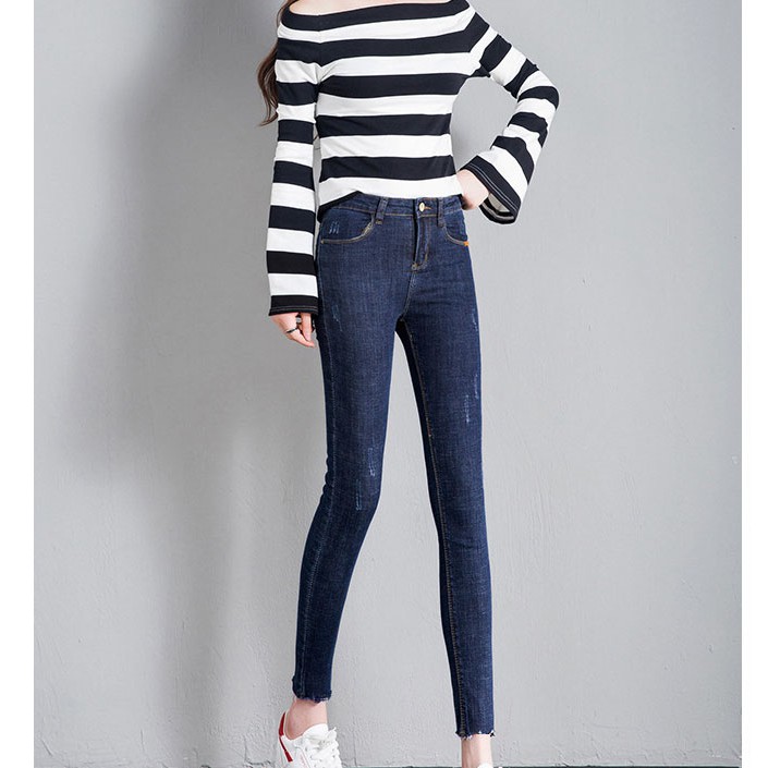 Quần jean nữ Skinny 💖FREESHIP💖 Quần Bò Nữ Dáng Ôm Lai Tua Co Giãn | BigBuy360 - bigbuy360.vn