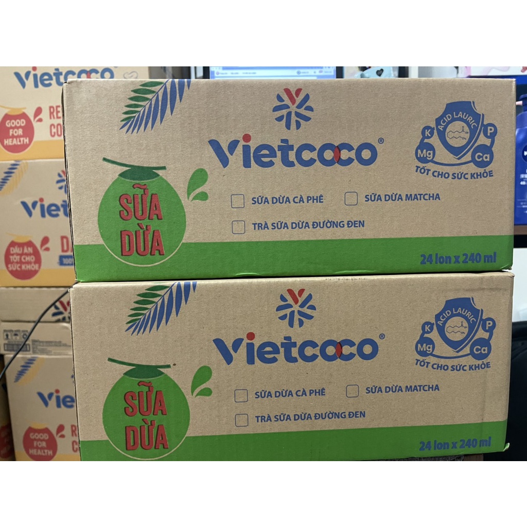 1 THÙNG SỮA DỪA VIETCOCO 240ML (24 Lon,Date mới)