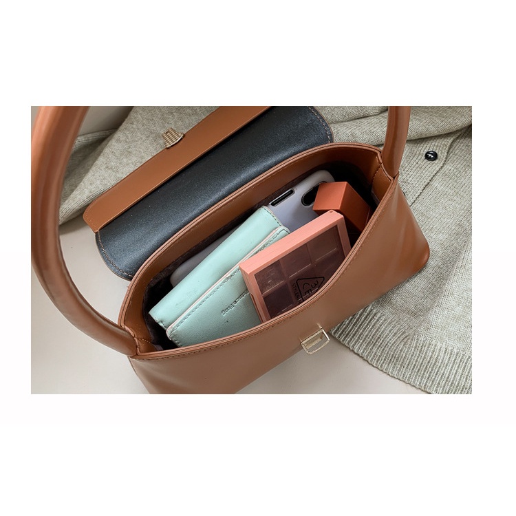 Túi Đeo Vai Hình Chữ Nhật Bằng Da PU Màu Trơn Thời Trang Cho Nữ