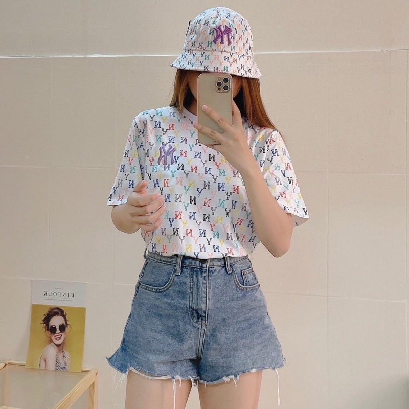 (HÀNG XUẤT XỊN) Áo trắng phối logo nhiều màu NY015 MONOGRAM MULTICO TEE Made in Cambodia full tag code  Size XS S M L