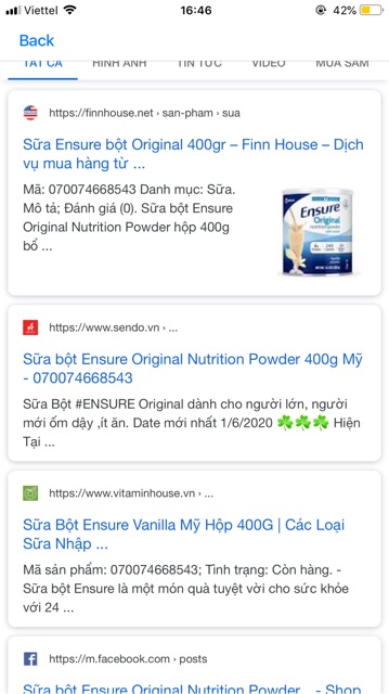 Sữa Ensure Mỹ mẫu mới hộp 400gr Hàng Xách Tay