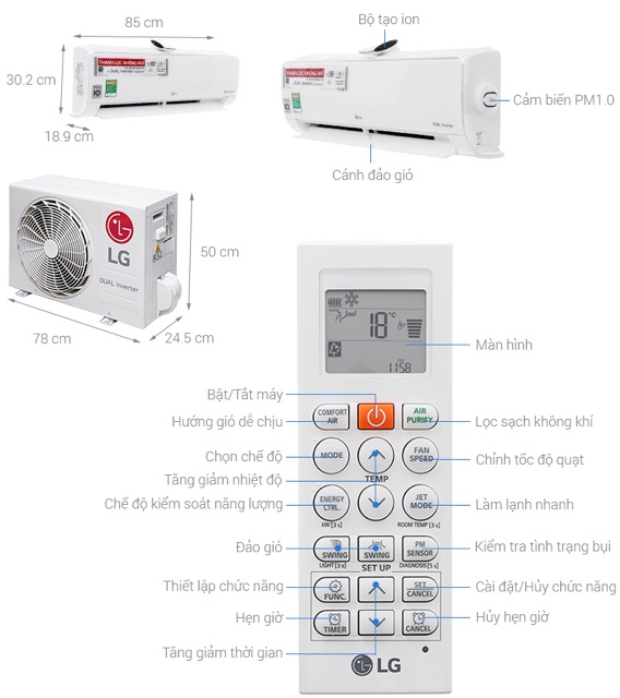 Máy lạnh LG Wifi Inverter 1.5 HP V13APF (Miễn phí giao tại HCM-ngoài tỉnh liên hệ shop)