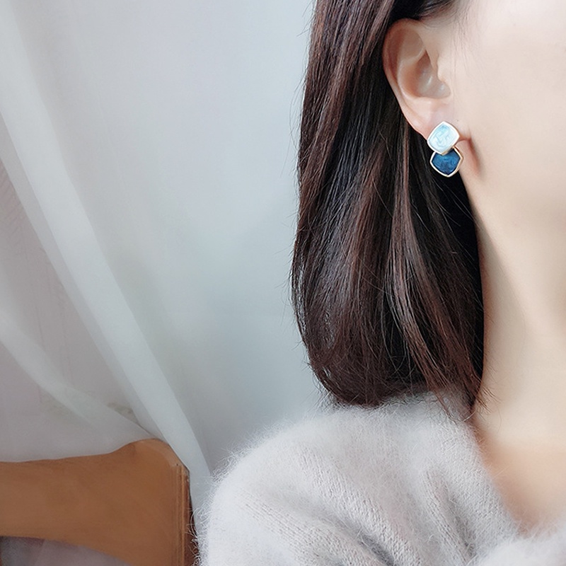 Khuyên tai dạng kẹp PINKDUDU PD419 bằng hợp kim họa tiết hình học đơn giản thời trang cho nữ