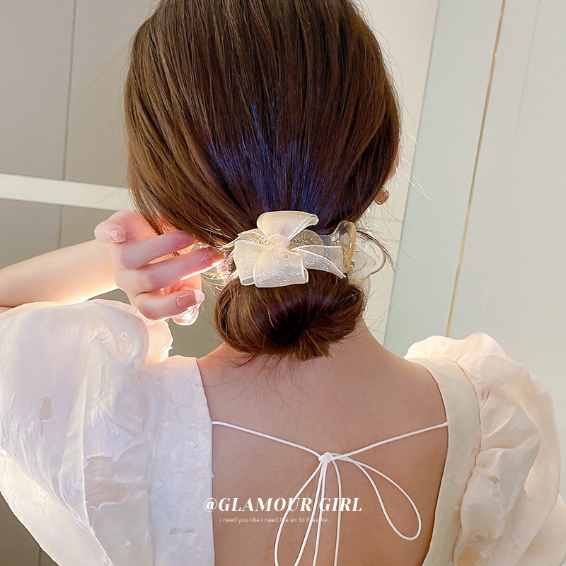 Kẹp Tóc Hình Nơ / Bông Hoa Đính Đá Nhân Tạo Thời Trang Dành Cho Nữ