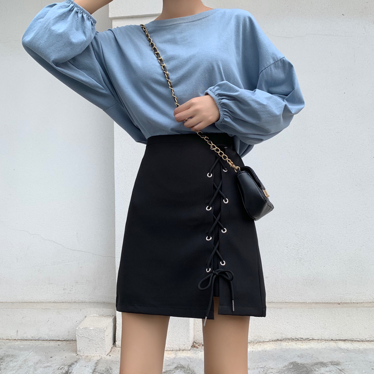 Chân váy SUXI dáng chữ A màu trơn lưng cao phong cách Hàn Quốc trẻ trung cho nữ