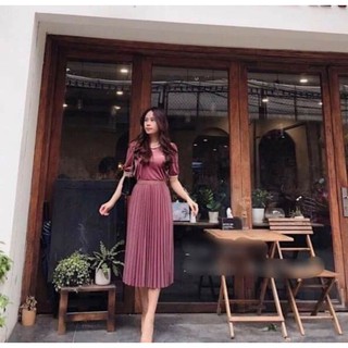 Chân váy xếp ly ánh nhũ