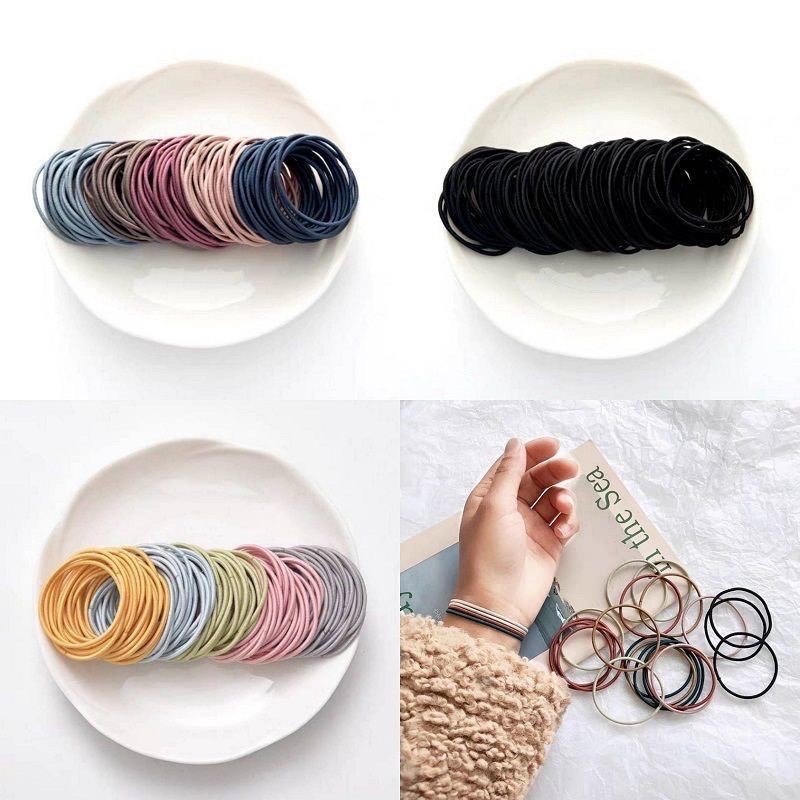 Dây buộc tóc nhiều màu 100c/1 túi
