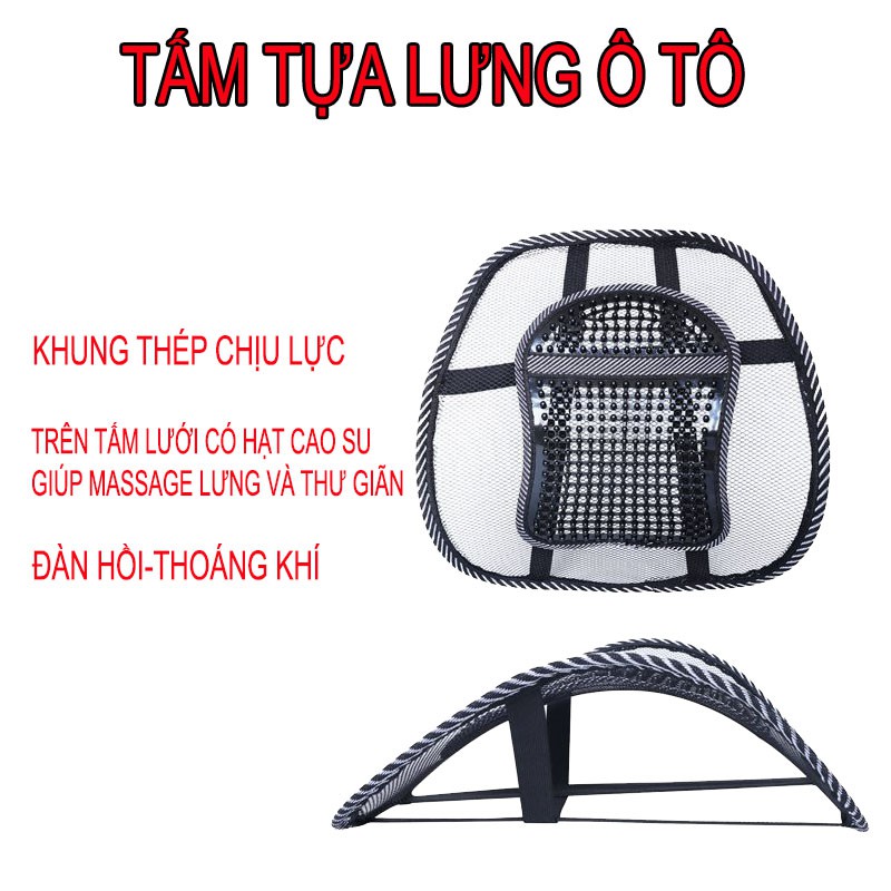 Tấm Tựa Lưng Ghế Ô Tô,Văn Phòng Chống Mỏi, Thẳng Lưng Khung Thép Chịu Lực