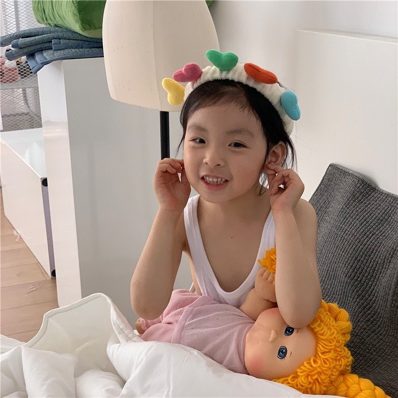 Băng Đô Turban Rửa Mặt Trái Tim Nhỏ Xinh Vải Bông Nhung Dày Dặn Siêu Mềm Mướt Cute