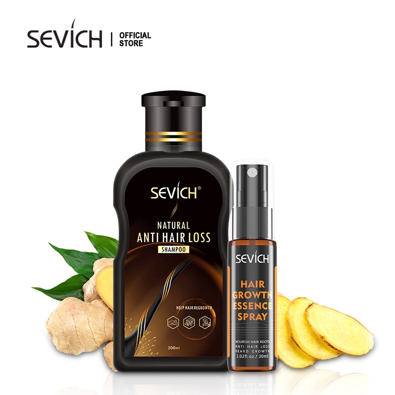 Combo Dầu Gội 200ml，Xịt dưỡng tóc 30ml Sevich Ginger Cho Tóc Hư Tổn Do Tạo Kiểu Công Nghệ Tái Kết Nối Giúp Ngăn Gãy Rụng Tóc