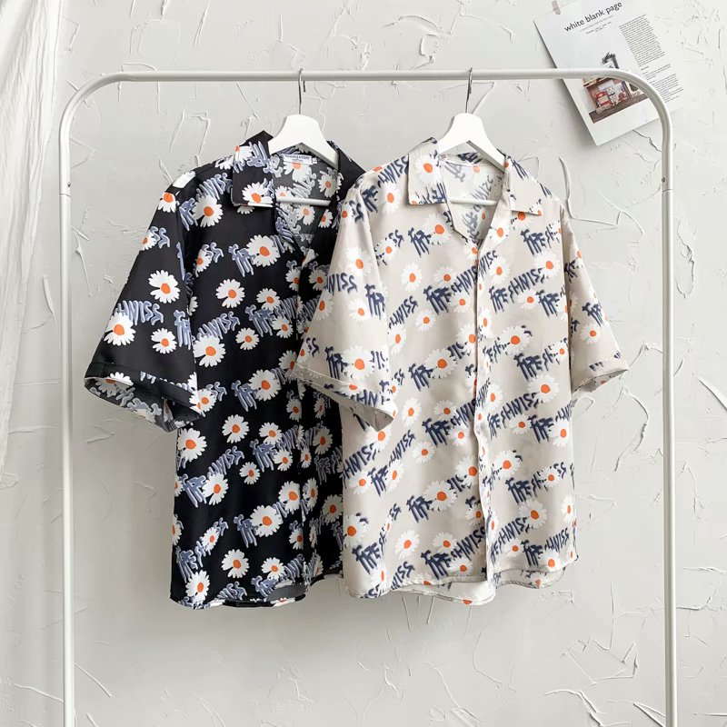 Áo Sơ Mi Ngắn Tay Form Rộng In Họa Tiết Phong Cách Nhật Bản Dành Cho Nam (M-3Xl)