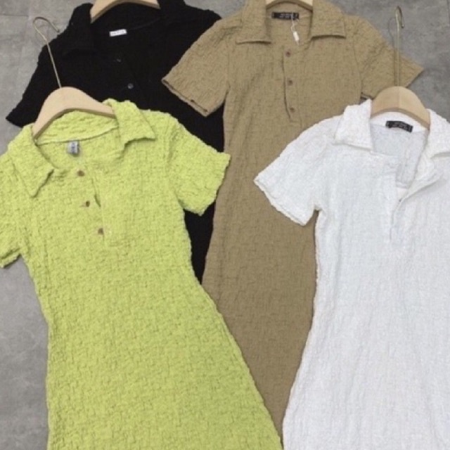 Váy Body Xốp Len Mongtoghi Xòe Đuôi Cá Cúc Ngực Dáng Dài cổ sơ mi Đầm maxi ôm bó