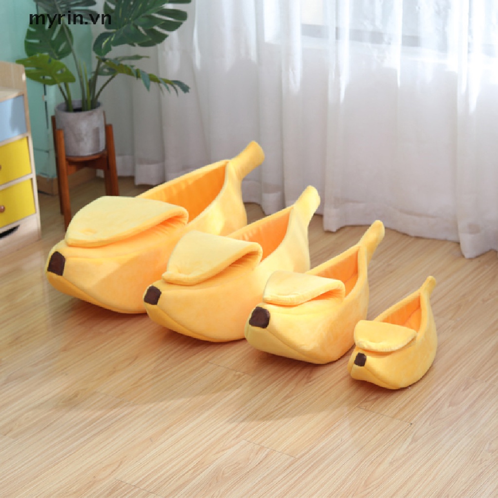 [myrin] Giường Ngủ Cho Mèo Hình Quả Chuối Ấm Áp Mềm Mại Thoải Mái Có Thể Giặt Được
