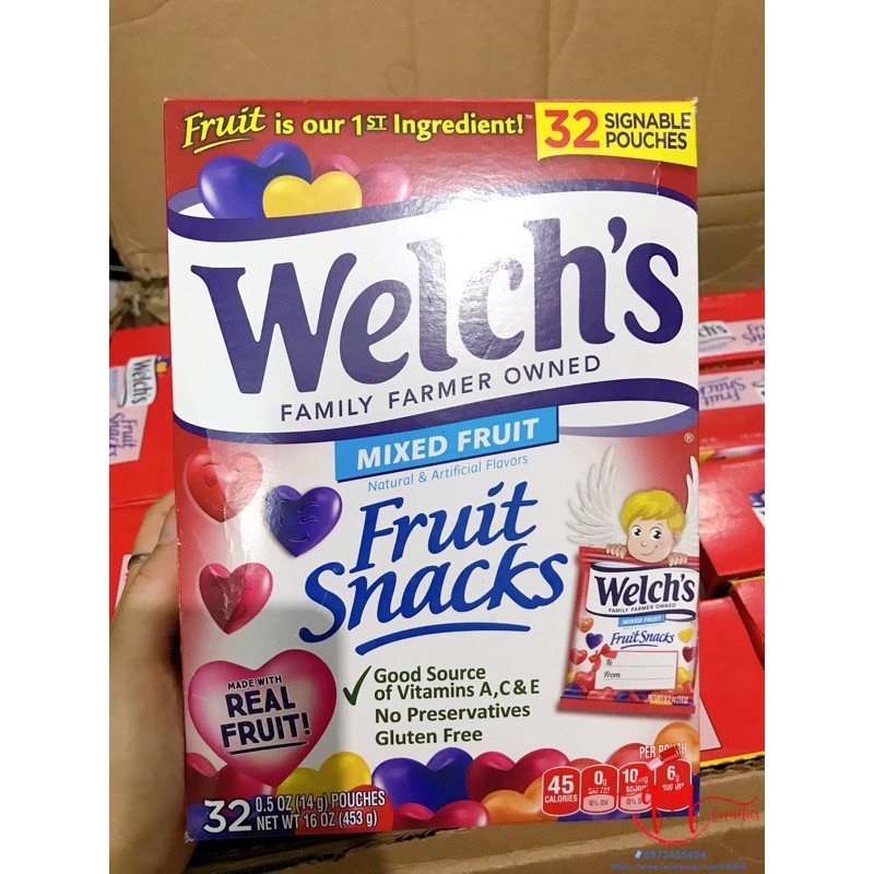 Kẹo trái cây Welch’s Fruit Snacks, Mixed Fruit 32 gói (453 gram) - USA (hsd 20/10/2021)