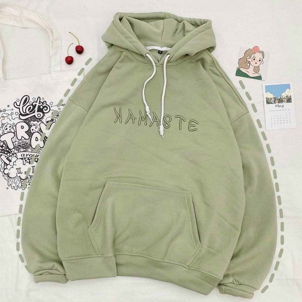 Áo Khoác Nỉ Hoodie Trơn 3 Màu NAMASTE Nam Nữ Phom Rộng chất dày Ulzzang Unisex