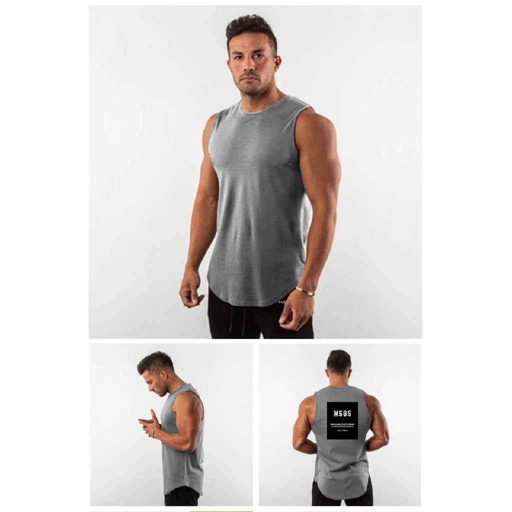 New Summer Mesh Fitness Casual Gym Tank Top Men Sports Workout Clothing Bodybuilding Fashion Singlets Sleeveless Quick Dry Vest