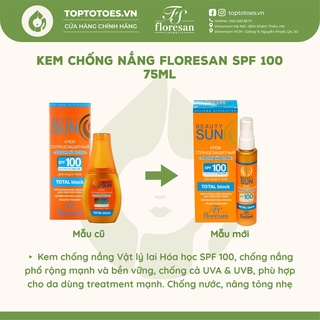 Kem chống nắng Floresan Beauty Sun Total Block SPF 100 chống nắng phổ rộng, chống nước