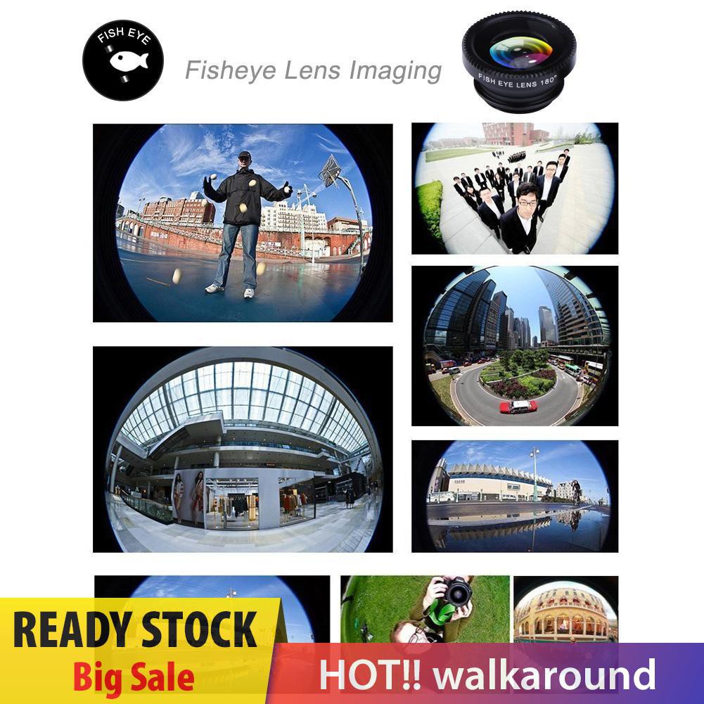 Walk Clip 3-in-1 180 Fish-Eye Lens+Wide Angle Lens+Macro Lens Black