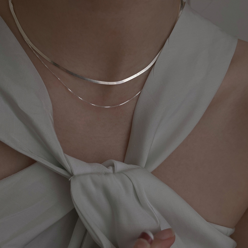 Vòng cổ hai lớp sợi xương rắn thiết kế đơn giản và đa năng phong cách thời trang cho nữ