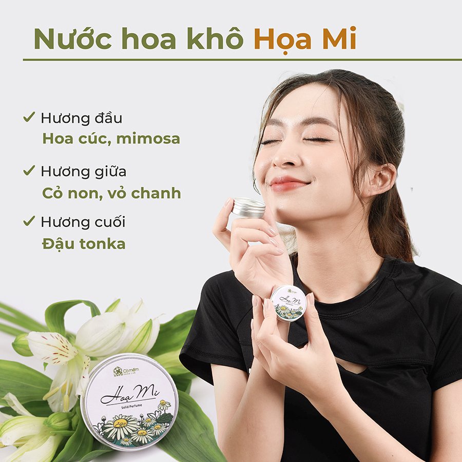 Nước hoa Khô Thiên Nhiên Họa Mi Tươi Mát Hương Hoa Cúc Dại, Mimosa [TẶNG kèm Túi Vải nhỏ] Cỏ Mềm - 10g