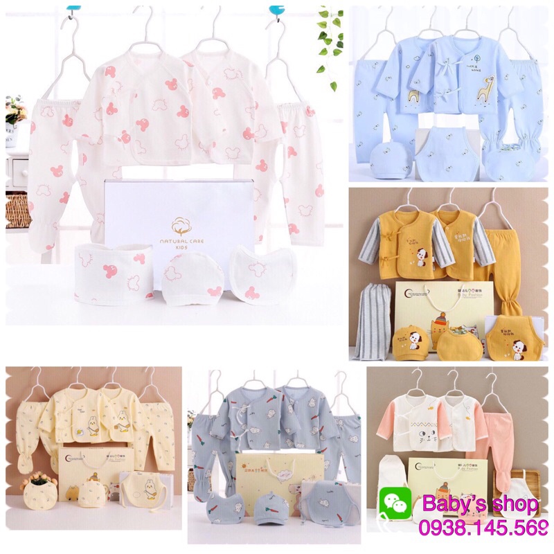 Set sơ sinh 5-7 chi tiết  nhiều mẫu dễ thương làm quà tặng cho bé.