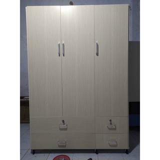 Tủ Nhựa Đài Loan 3 Cánh Màu Gỗ Sồi 029