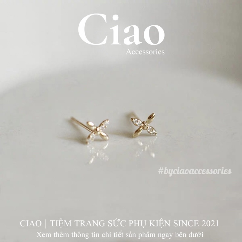 [HOẢ TỐC 1H] Khuyên tai/ Bông tai mạ bạc S925 thiết kế hoạ tiết Kusum Tiny Ciao