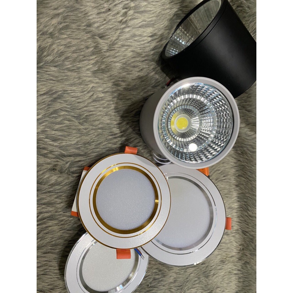 Đèn âm trần 7w 3 màu viền vàng,bạc,phi 90 | BigBuy360 - bigbuy360.vn