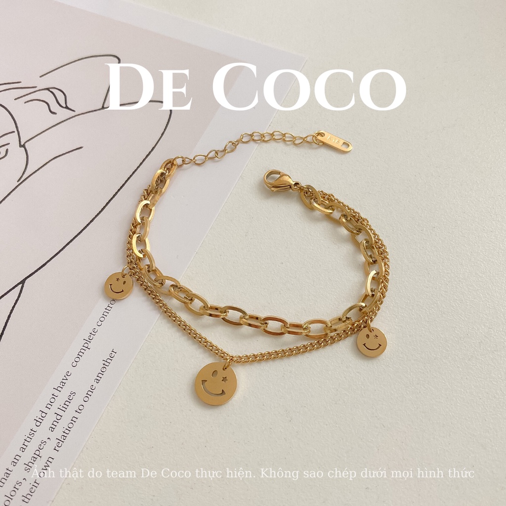 [THÉP KHÔNG GỈ] Vòng tay titan, lắc tay đôi hình mặt cười Destiny De Coco decoco.accessories