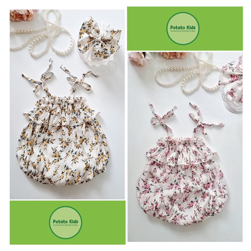 Bodysuit 2 Dây, Bodychip Hoa Nhí, Bộ Liền 2 Dây Hoạ Tiết Hoa Nhí Xinh Xắn Mùa Hè Cho Bé