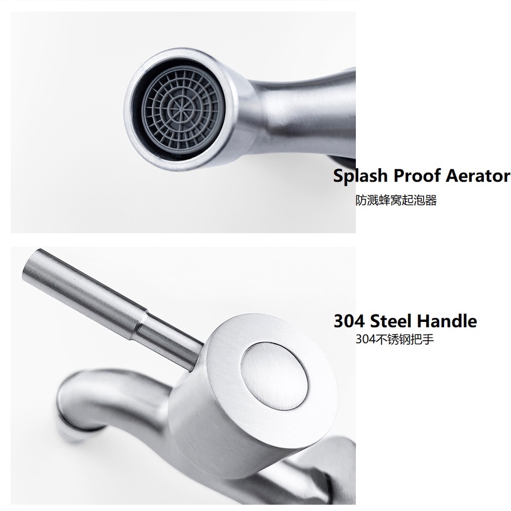 Vòi Nước Gắn Tường Nhà Tắm Chất Liệu Thép Không Gỉ SUS304