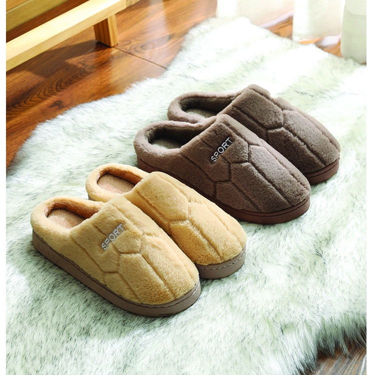 Dép bông đi trong nhà mùa đông, dép lông unisex đế cao su bám sàn tốt, mềm dẻo quai hoạt tiết đơn giản Sport TDO