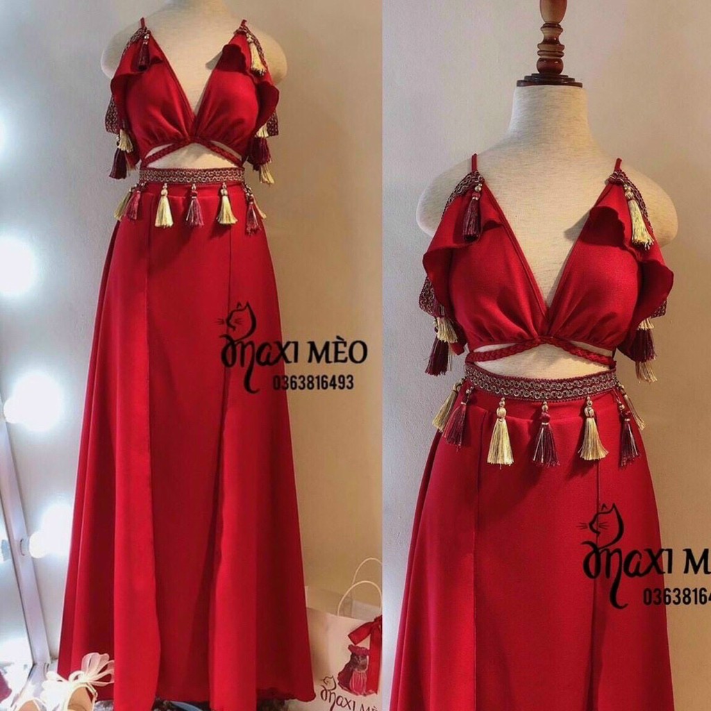 Đầm Maxi Thổ Cẩm Boho 2 Màu Bao Sống Ảo