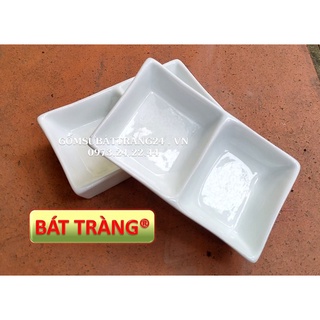ĐĨA GIA VỊ 2 NGĂN BÁT TRÀNG GIÁ RẺ ĐĨA NƯỚC CHẤM ĐẸP DĨA MẮM SỨ 2 NGĂN CAO CẤP