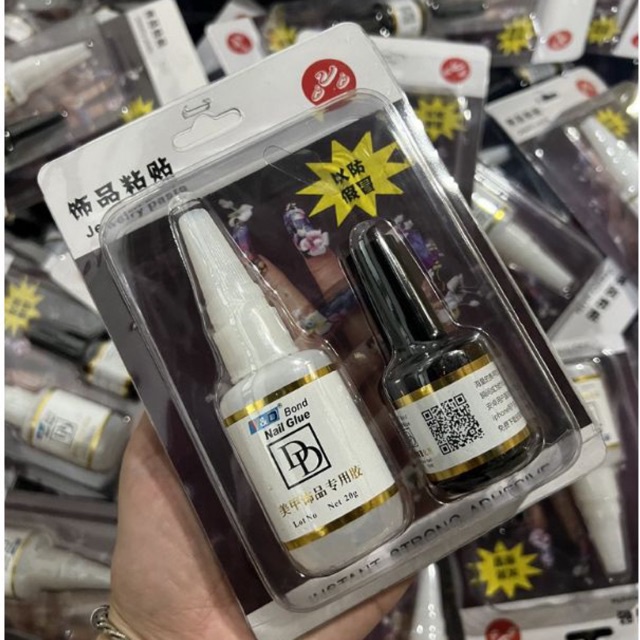 Set keo bê tông đen đính đá,charm siêu chắc Y&D Nail Glue