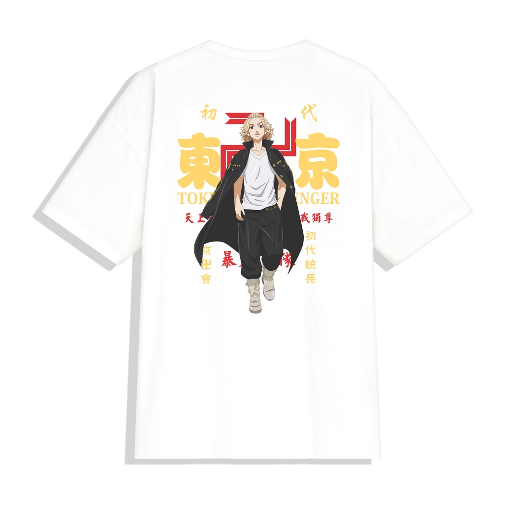 Áo Thun Unisex Tay Lỡ Form Rộng Hình Nhân Vật Mikey Anime Tokyo Revenger In 2 Mặt Trắng Đen