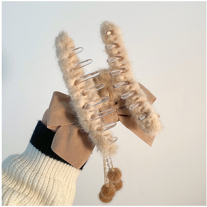 Kẹp Tóc Nơ Phối Tua Rua Đính Ngọc Trai Nhân Tạo Thời Trang 2022