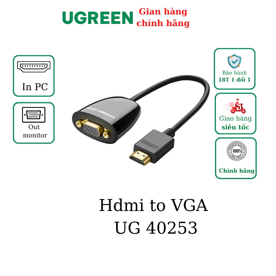 Cáp chuyển HDMI to VGA Ugreen 40253