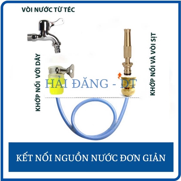 Vòi xịt rửa xe tưới cây tăng áp lực, Vòi tưới cây bằng đồng có chỉnh tia dài 5-30m lắp cho vòi nước nhà tiện dụng