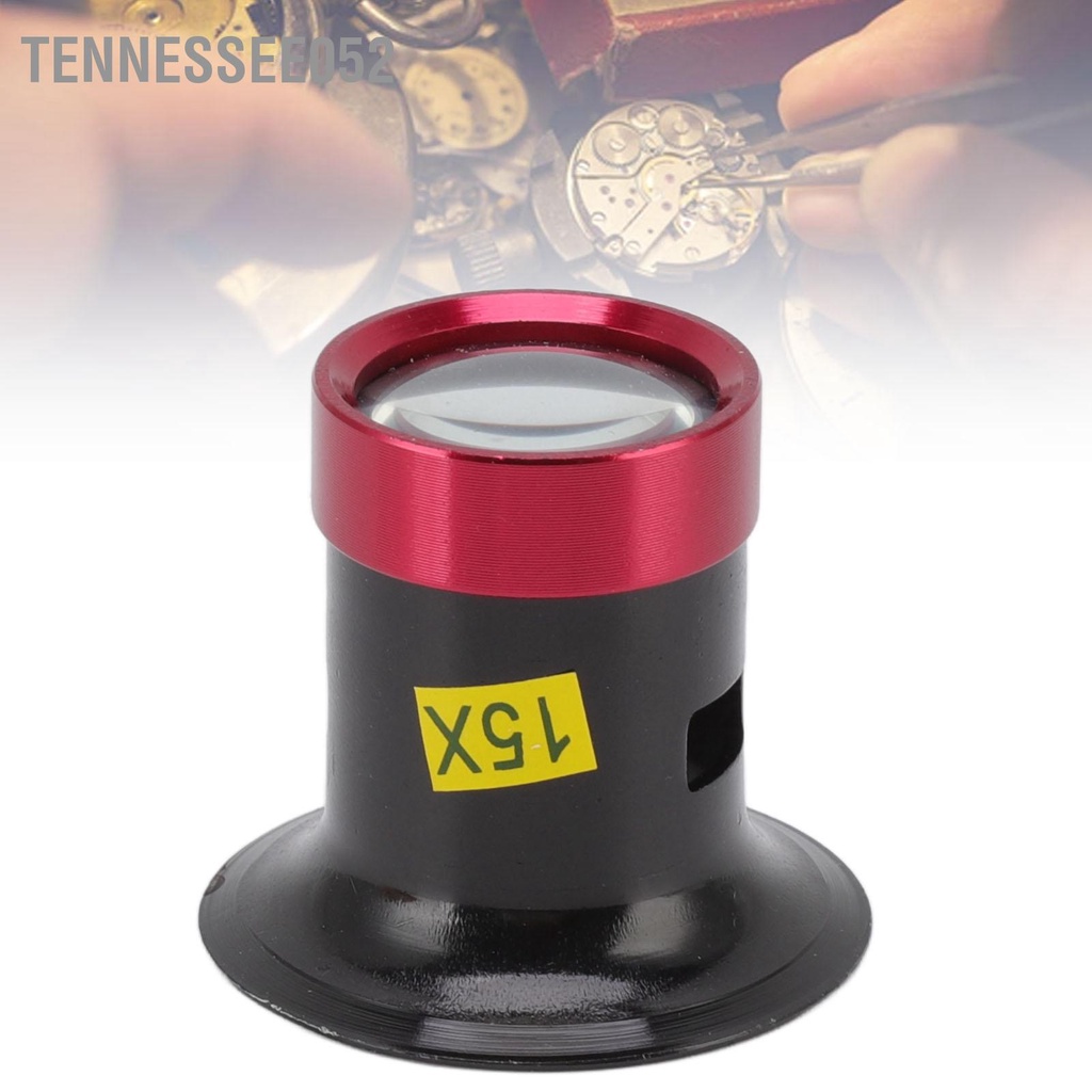 Tennessee052 Thợ làm đồng hồ Loupe 15X bằng hợp kim nhôm Chuyên nghiệp Kính lúp để sửa chữa