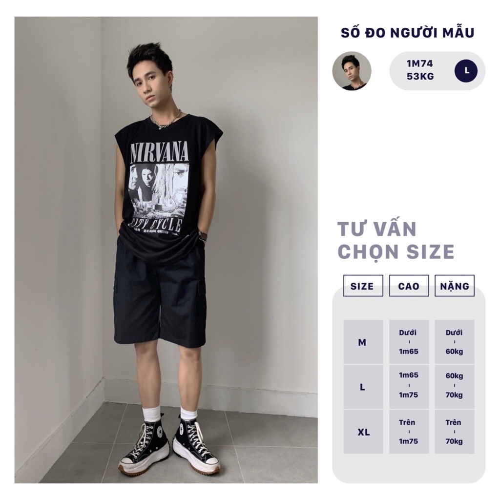 Áo tanktop nam nữ Nirvana Jiang Store - áo ba lỗ in hình Nirvana unisex form rộng